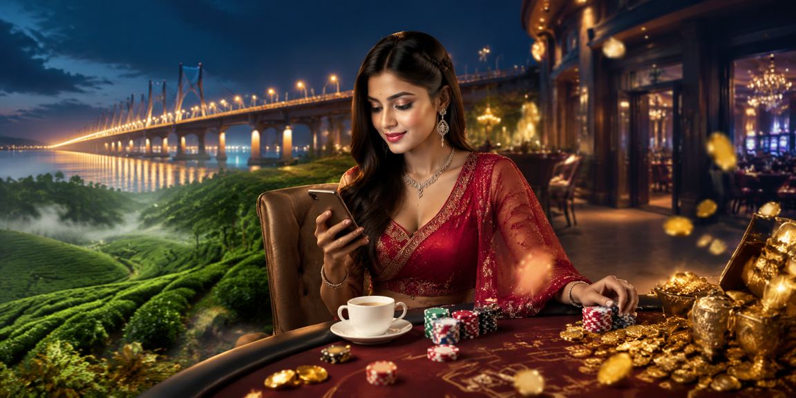 বরিশালে চা বাগানের পটভূমিতে মোবাইলে বেটিং করছেন একজন ব্যবহারকারী